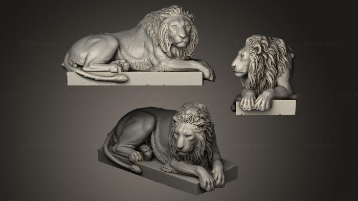 Figurines lions tigers sphinxes (recumbent lion, STKL_0081) 3D models for cnc